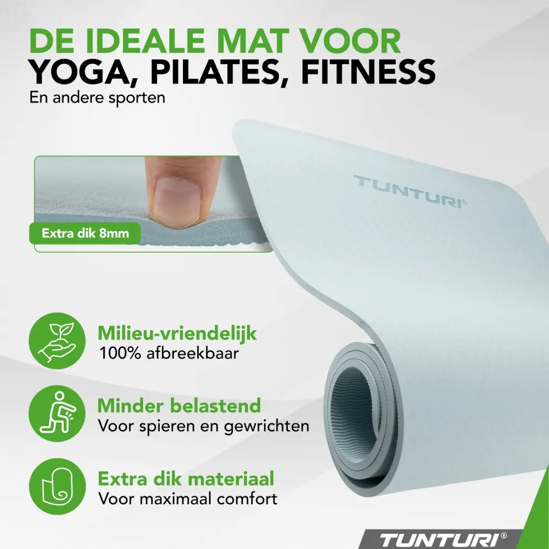 Tunturi Yoga Mat 8mm - 183x61cm - Lichtblauw