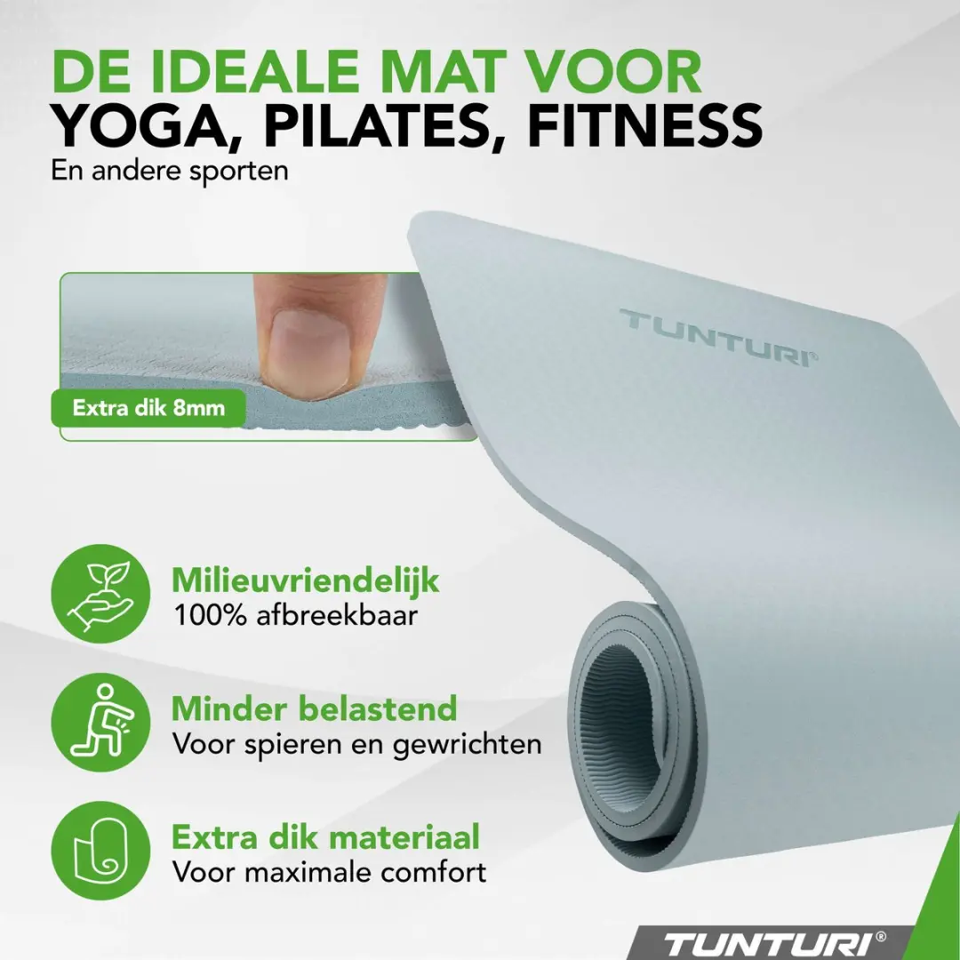 Tunturi Yoga Mat 8mm - 183x61cm - Lichtblauw