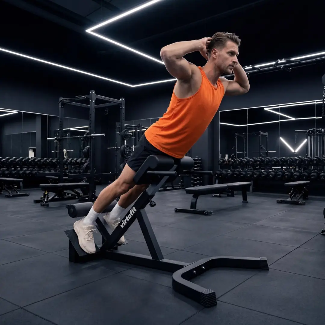 VirtuFit Hyperextension Pro Roman Chair - Rugtrainer - Zwart