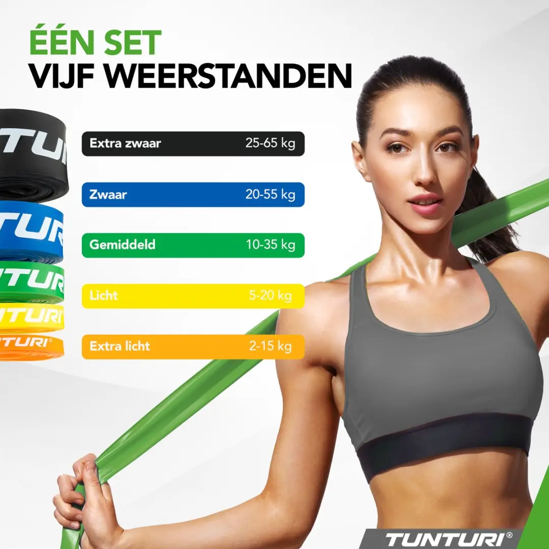 Tunturi Power Band Weerstandsband 2-15kg - 104cm - Oranje