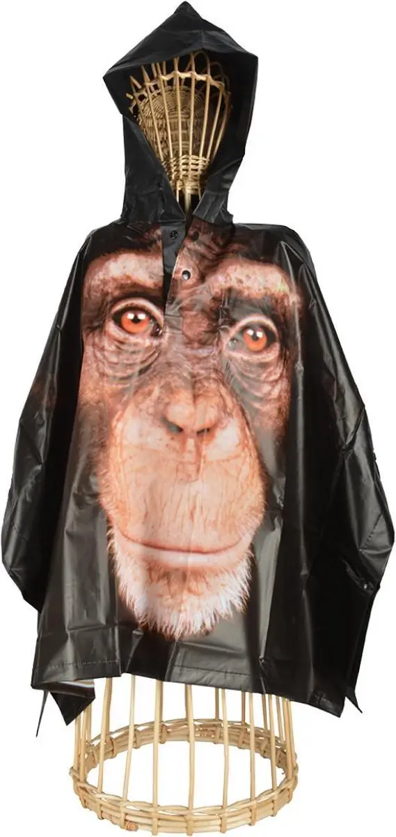 Esschert Design Kinder Regenponcho Aap - One Size - Zwart