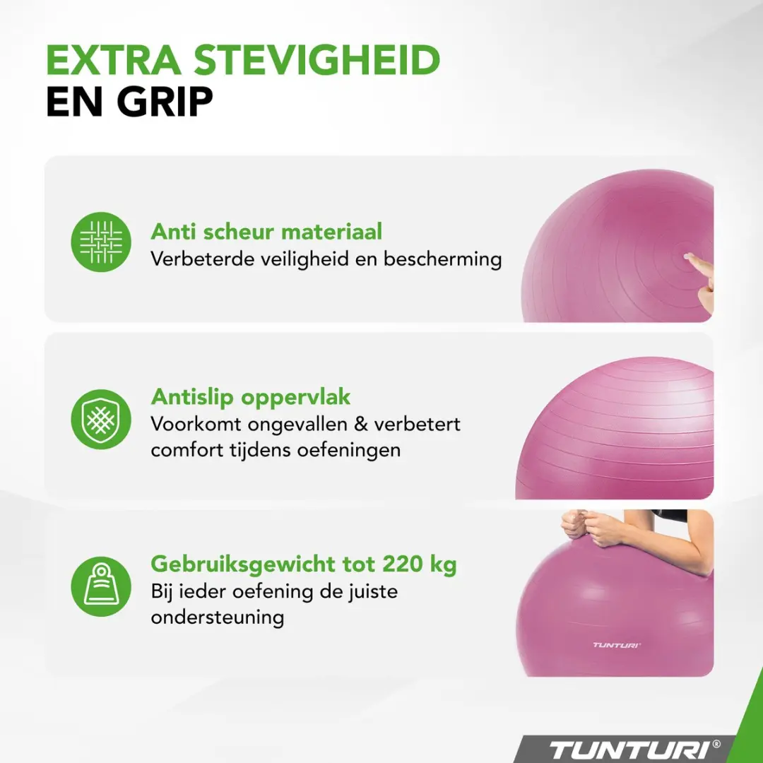 Tunturi Anti Burst Fitnessbal 75cm - Paars