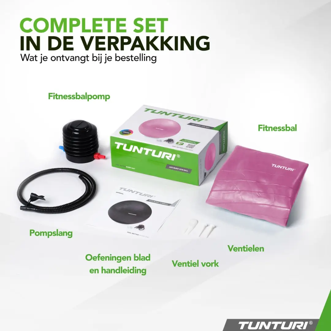 Tunturi Anti Burst Fitnessbal 75cm - Paars