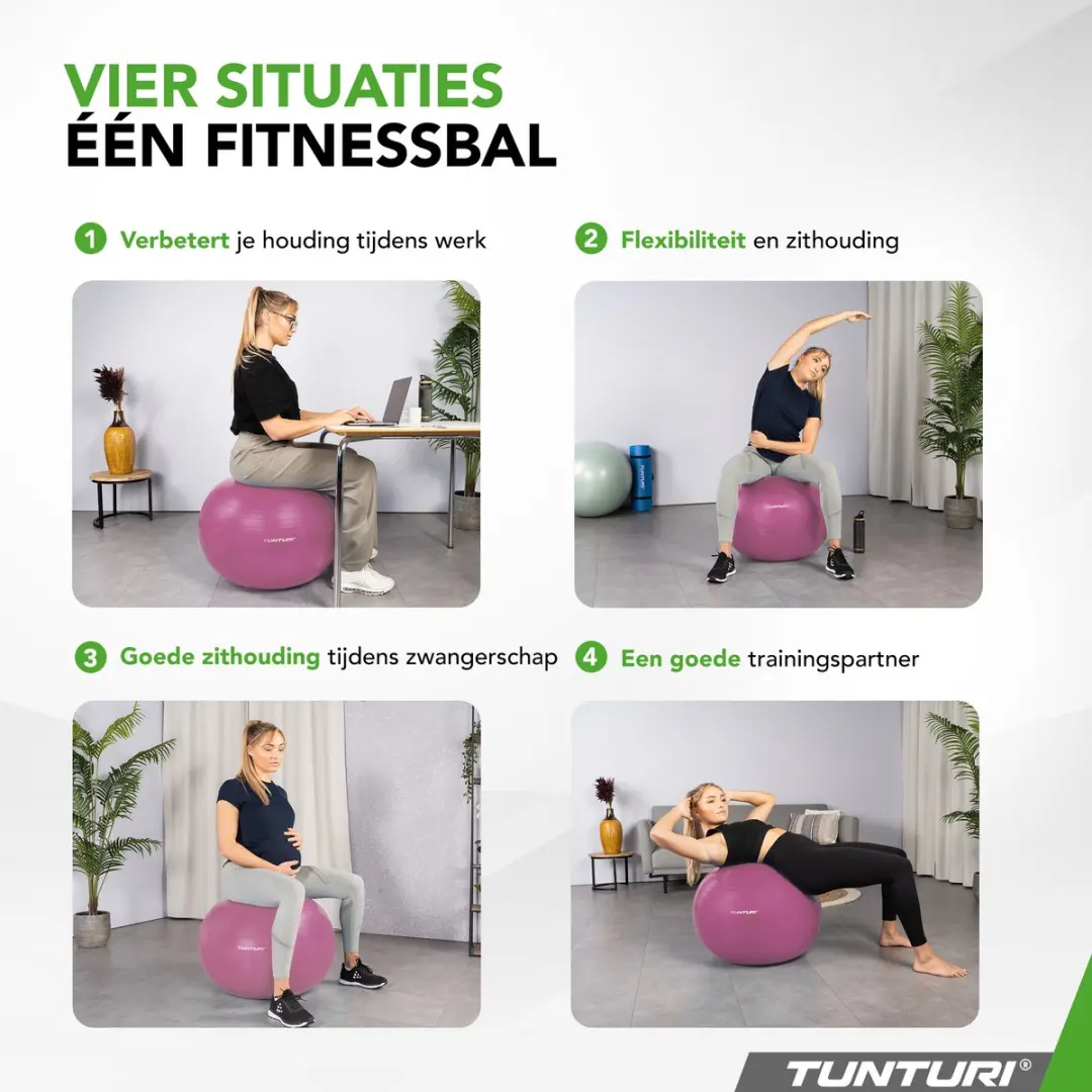 Tunturi Anti Burst Fitnessbal 75cm - Paars