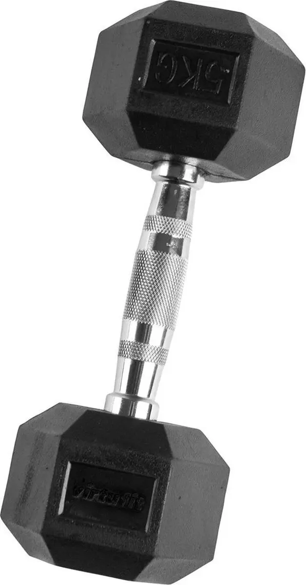 VirtuFit Hexa Dumbbell Pro 5kg - Zilver/Zwart