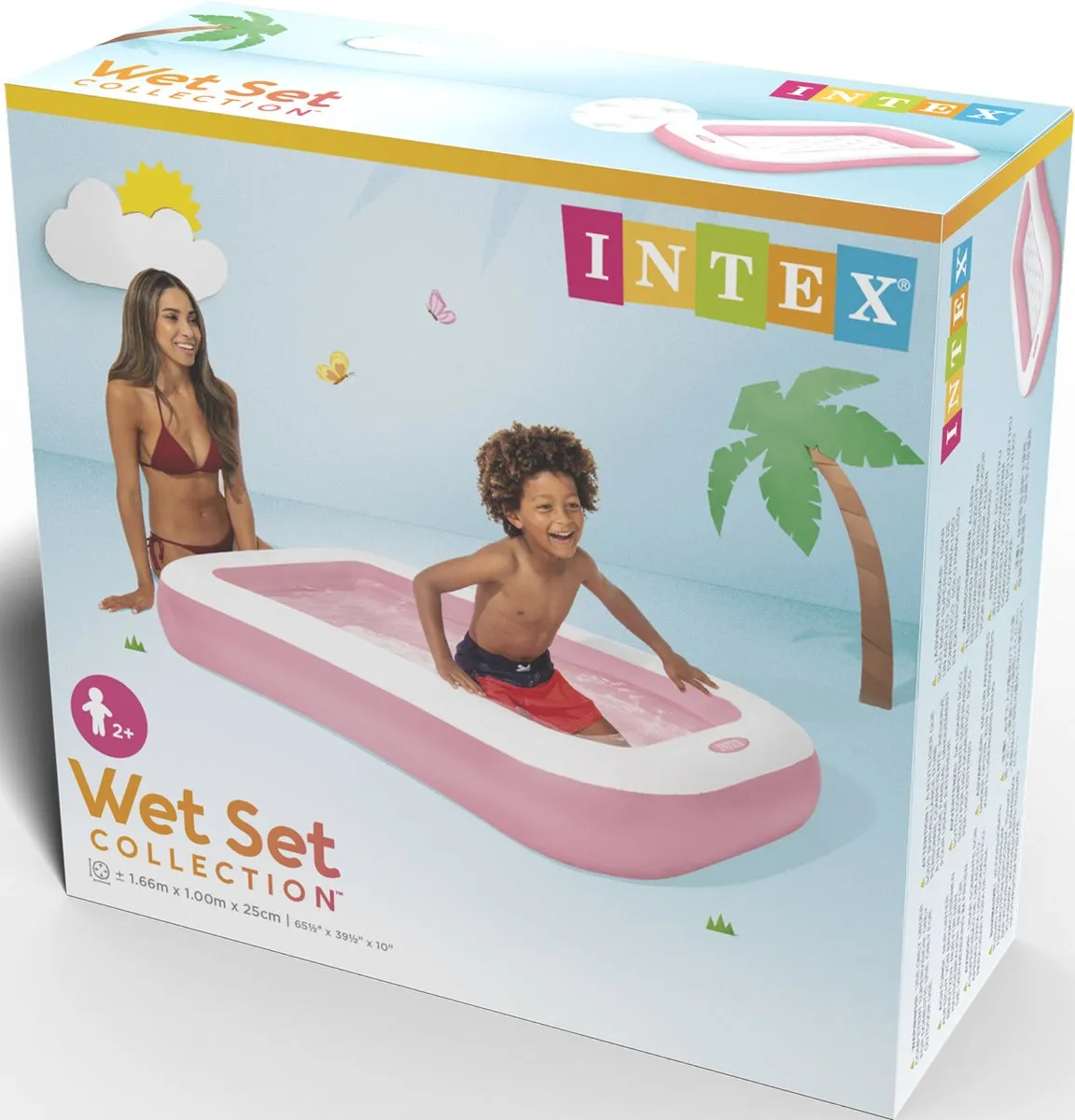 Intex Rechthoekig Opblaaszwembad 166x100cm - Roze/Wit