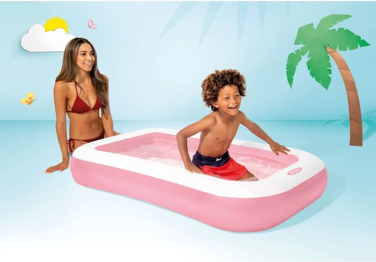 Intex Rechthoekig Opblaaszwembad 166x100cm - Roze/Wit