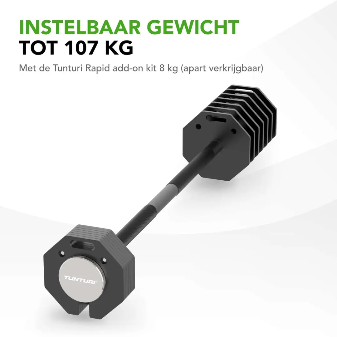 Tunturi Rapid Verstelbare Barbell 11kg - Zwart