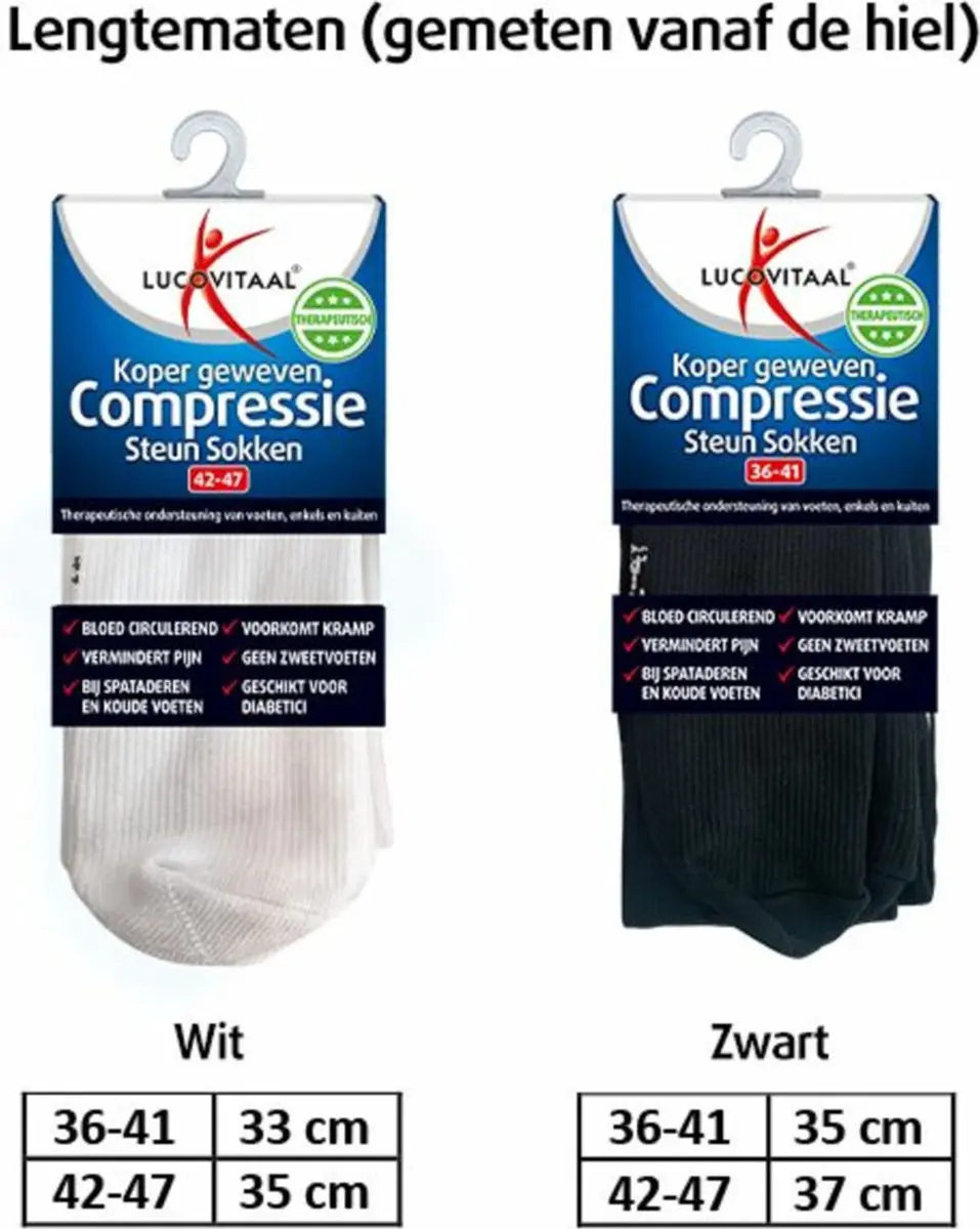 Lucovitaal Compressie Steunkousen Zwart - 6 Stuks