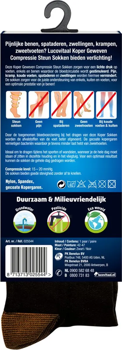 Lucovitaal Compressie Steunkousen Zwart - 6 Stuks
