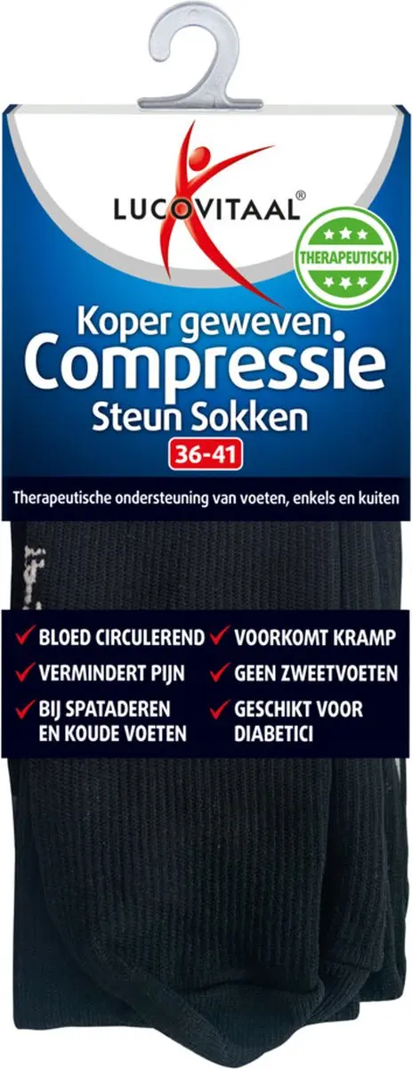 Lucovitaal Compressie Steunkousen Zwart - 6 Stuks