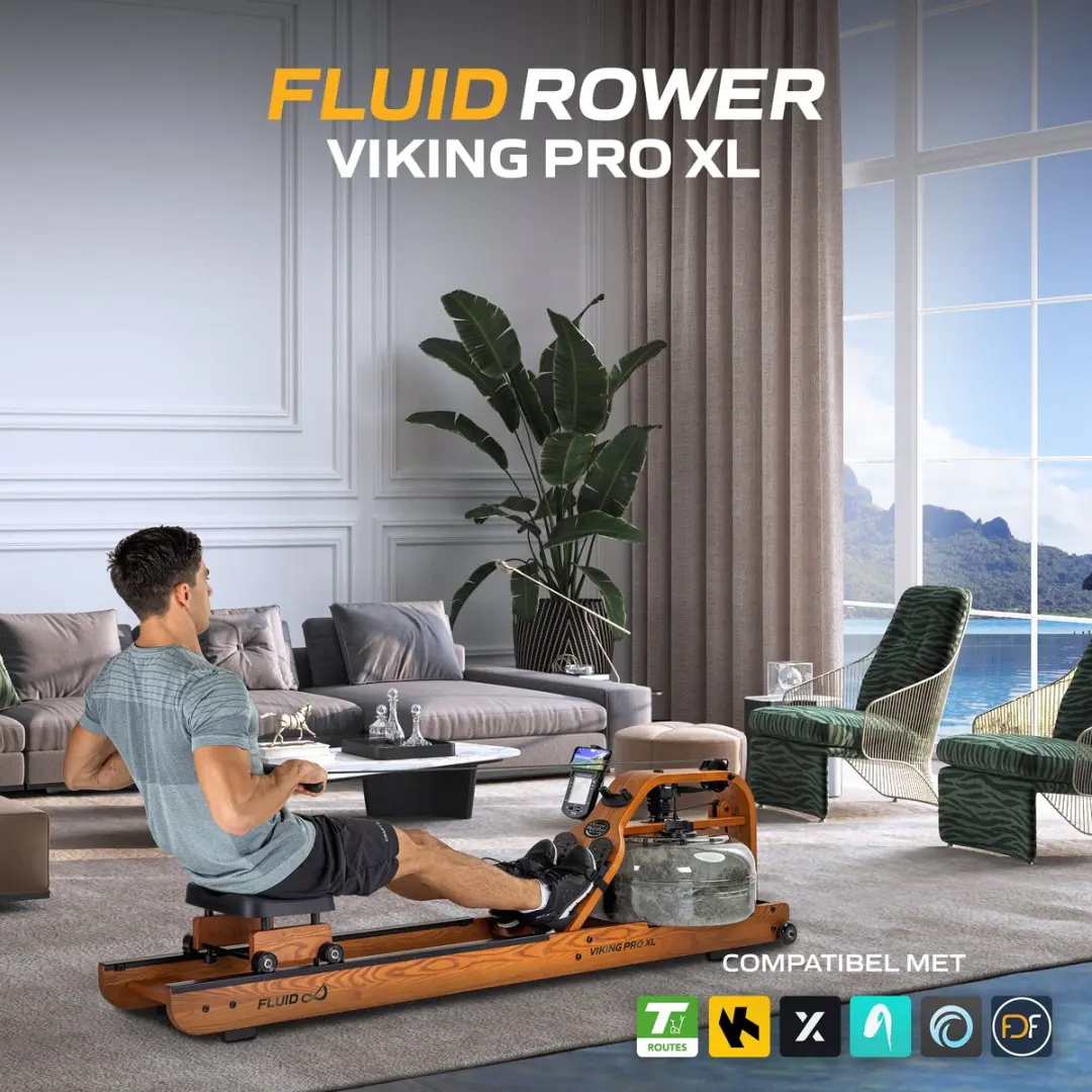 Fluid Rower Viking Pro XL Roeitrainer - Waterweerstand - 10 Niveaus - Hout