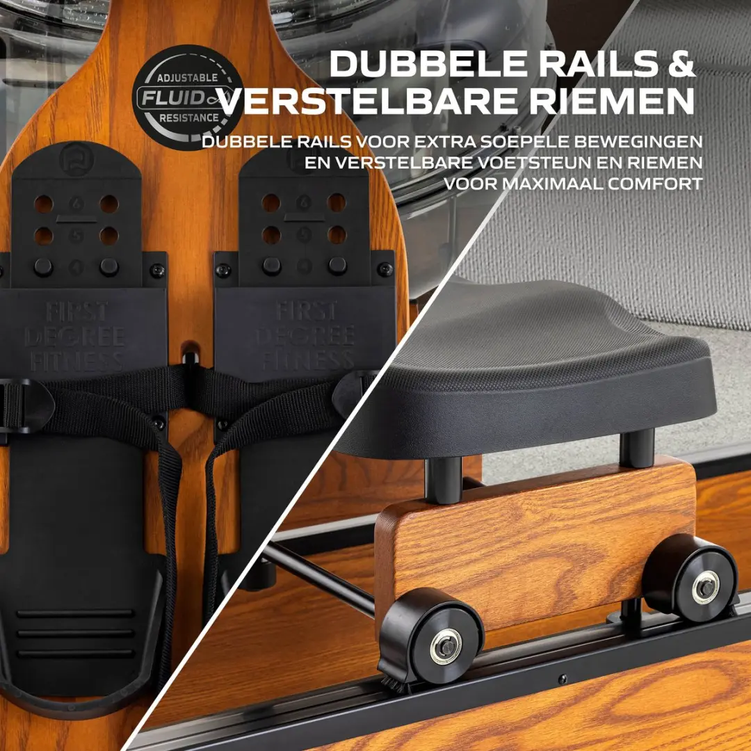 Fluid Rower Viking Pro XL Roeitrainer - Waterweerstand - 10 Niveaus - Hout