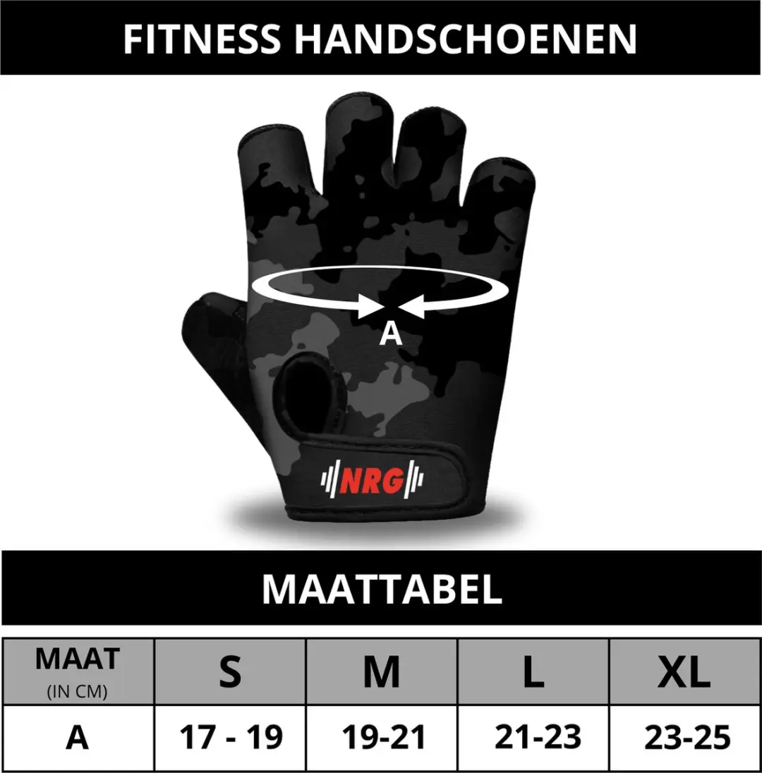NRG Sport & Fitness Handschoenen Camouflage Grijs/Zwart - Maat M