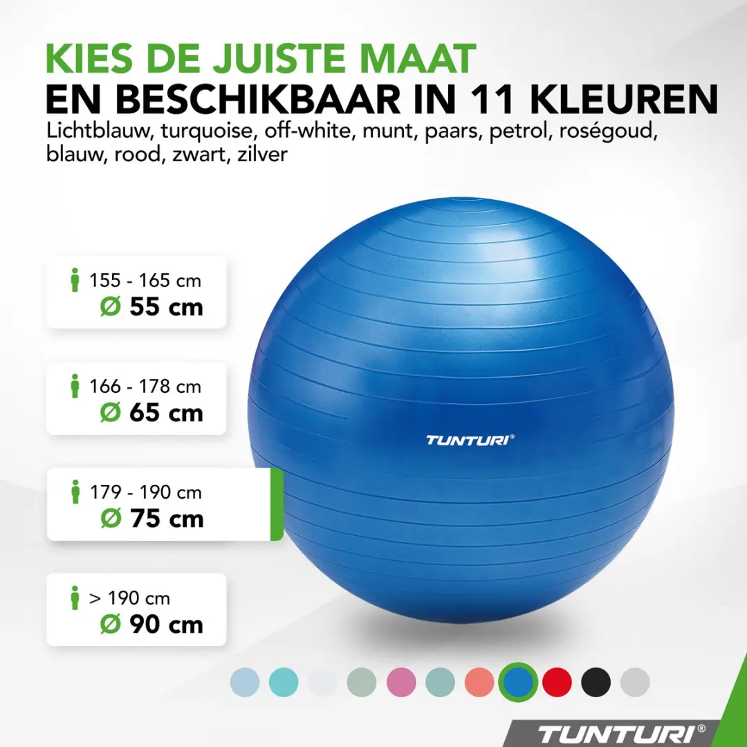 Tunturi Anti Burst Fitnessbal 75cm - Blauw