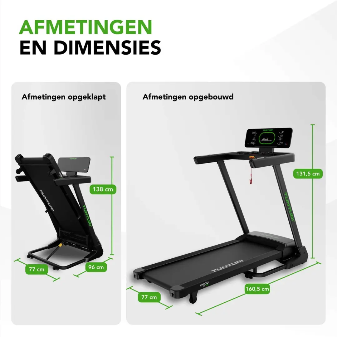 Tunturi Cardio Fit T50 Loopband - 44 Programma's - 0,8-16 km/u - Zwart
