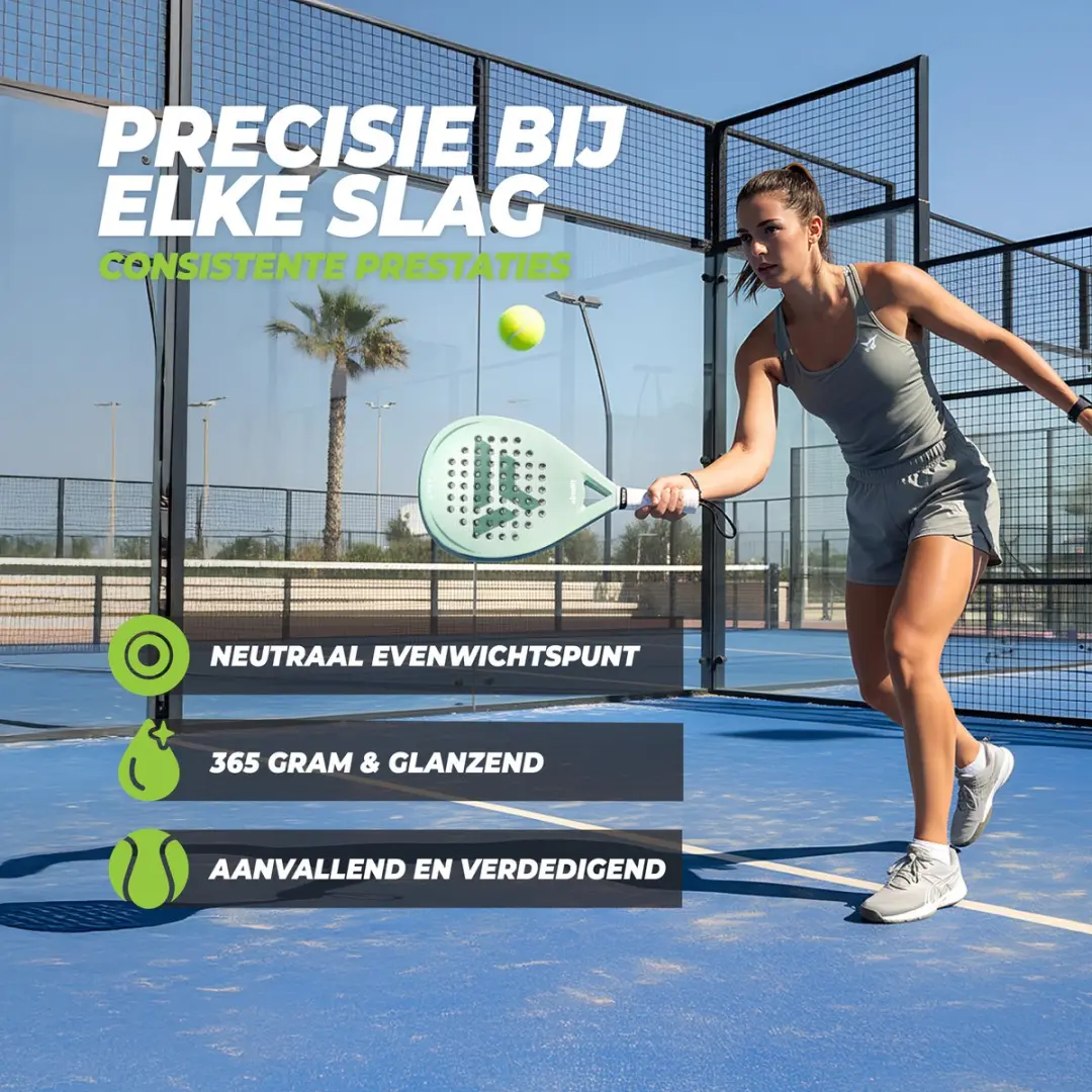 Virtufit Hybrid Padelracket - Wit/Grijs - 365g - EVA-kern - Carbon