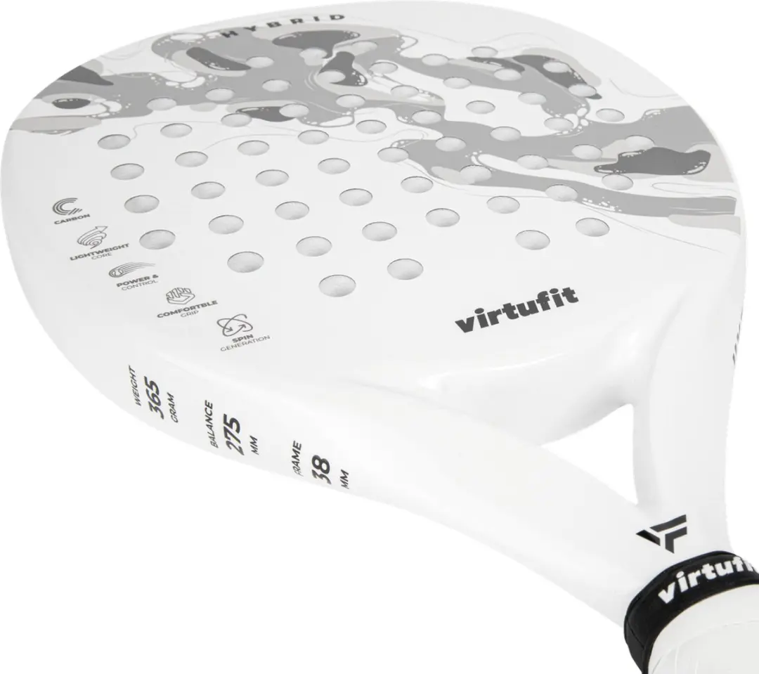 Virtufit Hybrid Padelracket - Wit/Grijs - 365g - EVA-kern - Carbon