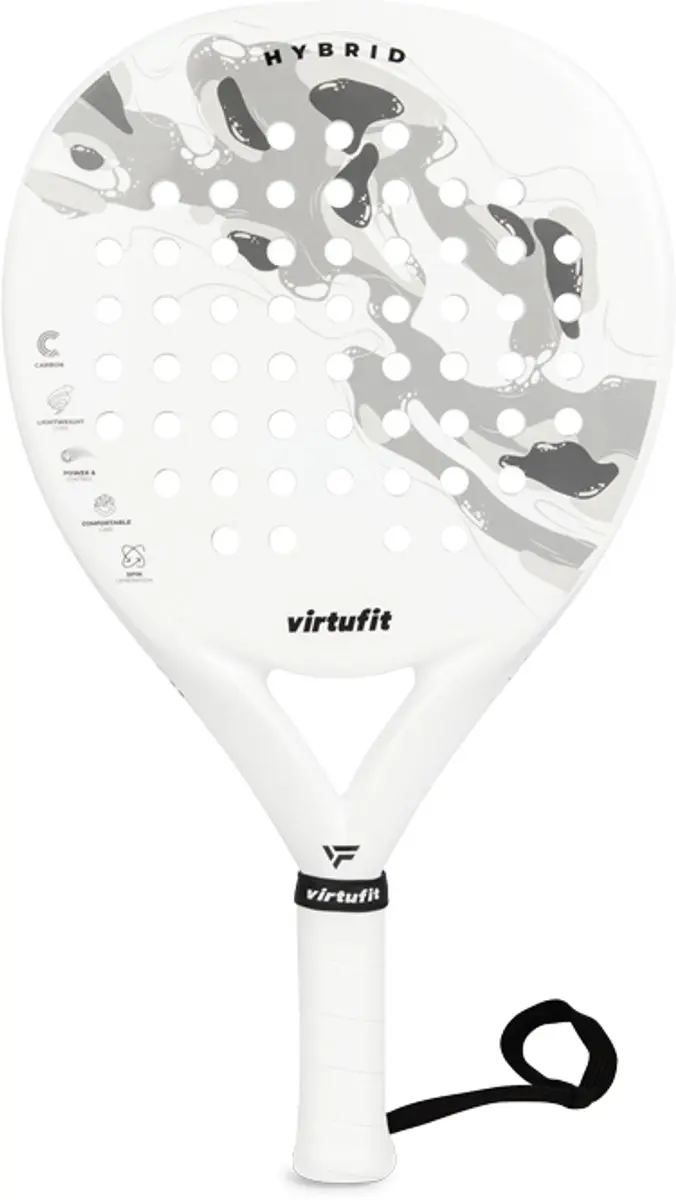 Virtufit Hybrid Padelracket - Wit/Grijs - 365g - EVA-kern - Carbon - afbeelding 6 van 6