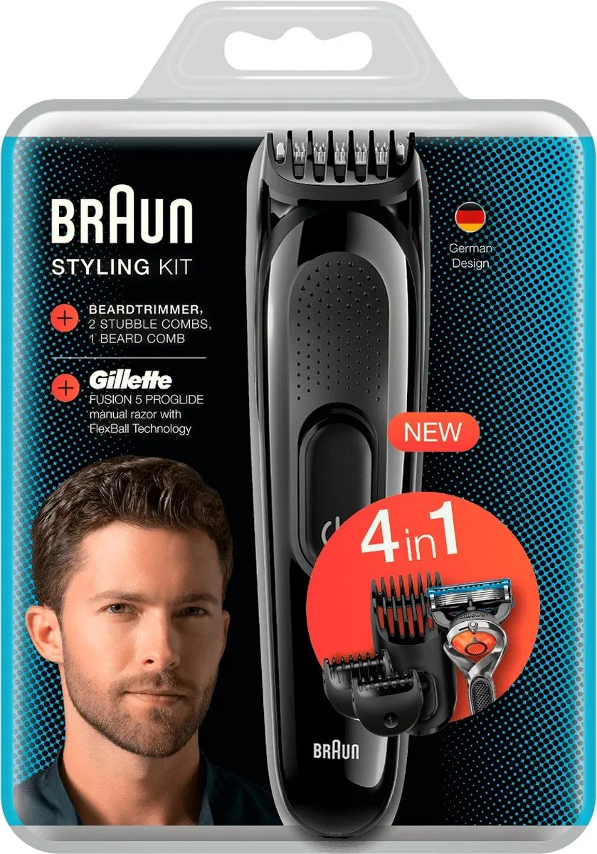 Braun SK3000 4-in-1 Styling Kit - Baardtrimmer & Gillette Fusion 5 Pro - Zwart