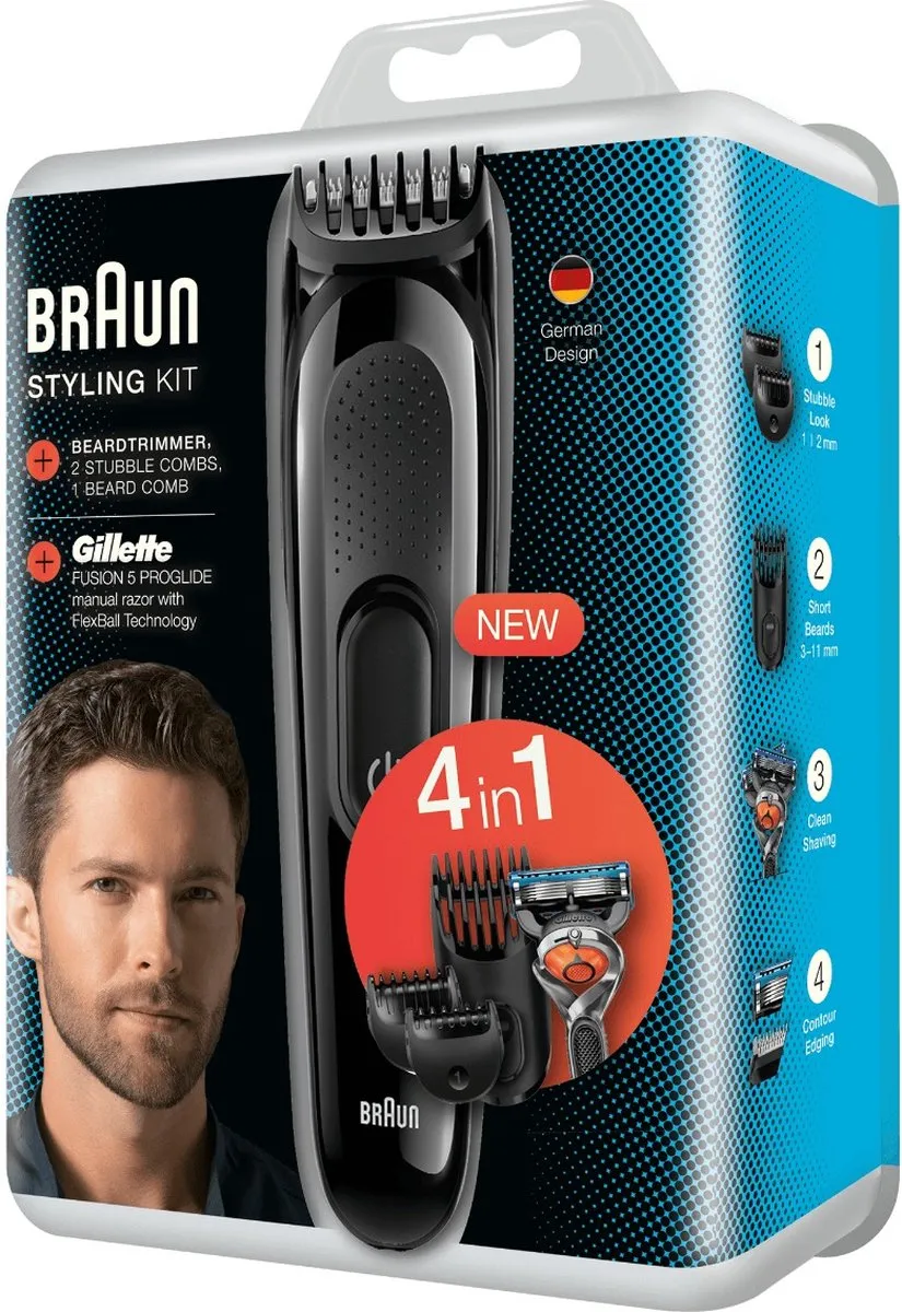 Braun SK3000 4-in-1 Styling Kit - Baardtrimmer & Gillette Fusion 5 Pro - Zwart