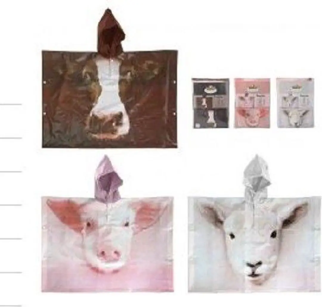 Esschert Design Kinderponcho 140 - Boerderij - Bruin/Rose/Creme