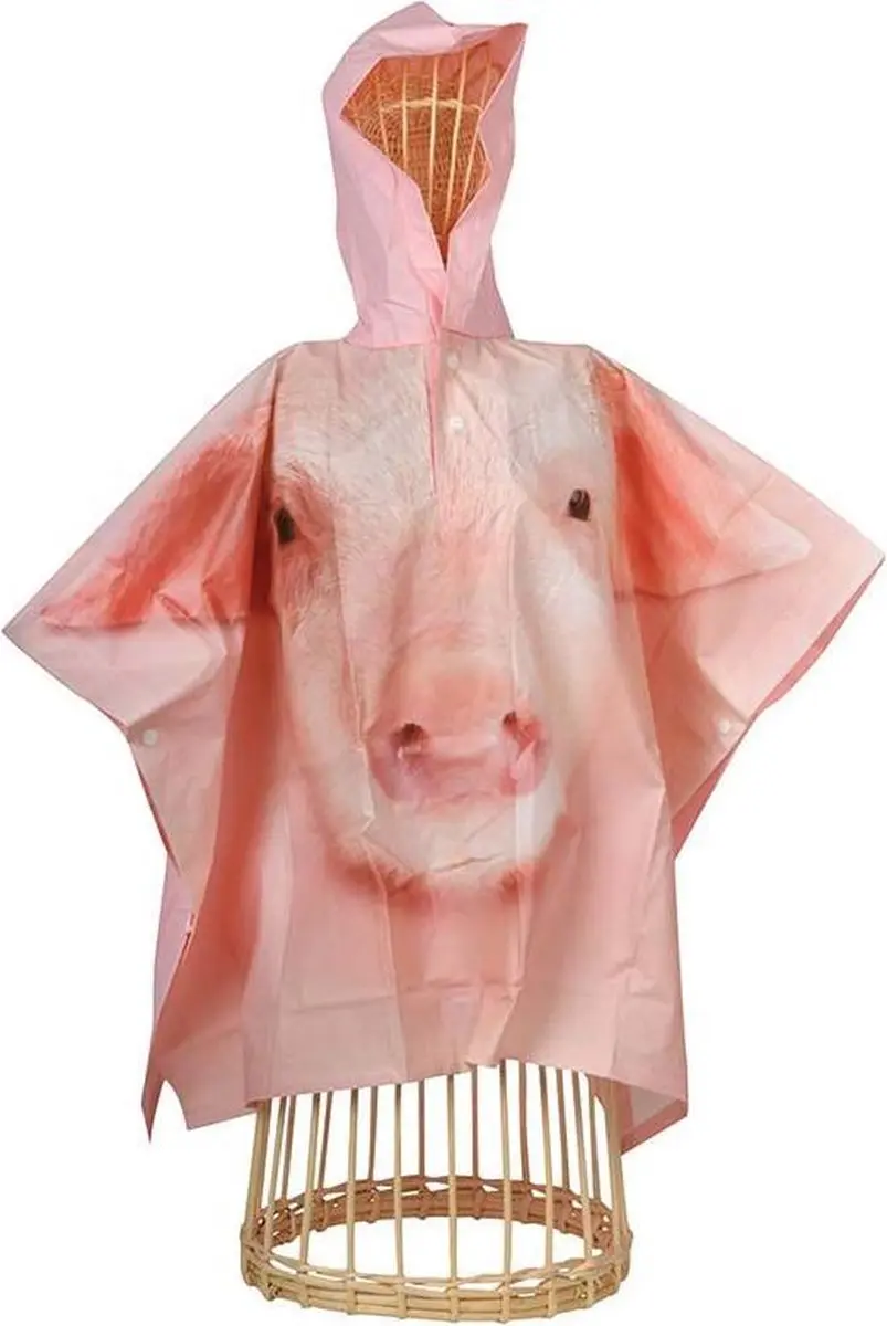 Esschert Design Kinderponcho 140 - Boerderij - Bruin/Rose/Creme
