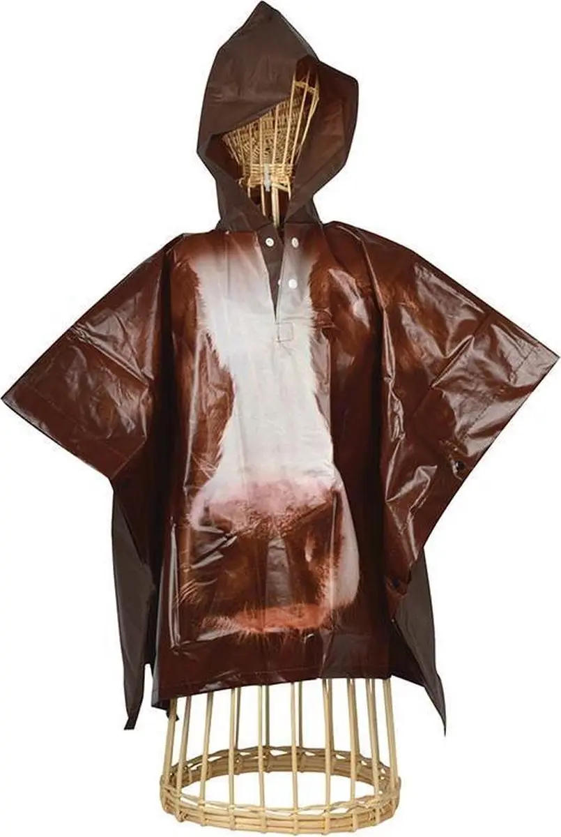 Esschert Design Kinderponcho 140 - Boerderij - Bruin/Rose/Creme