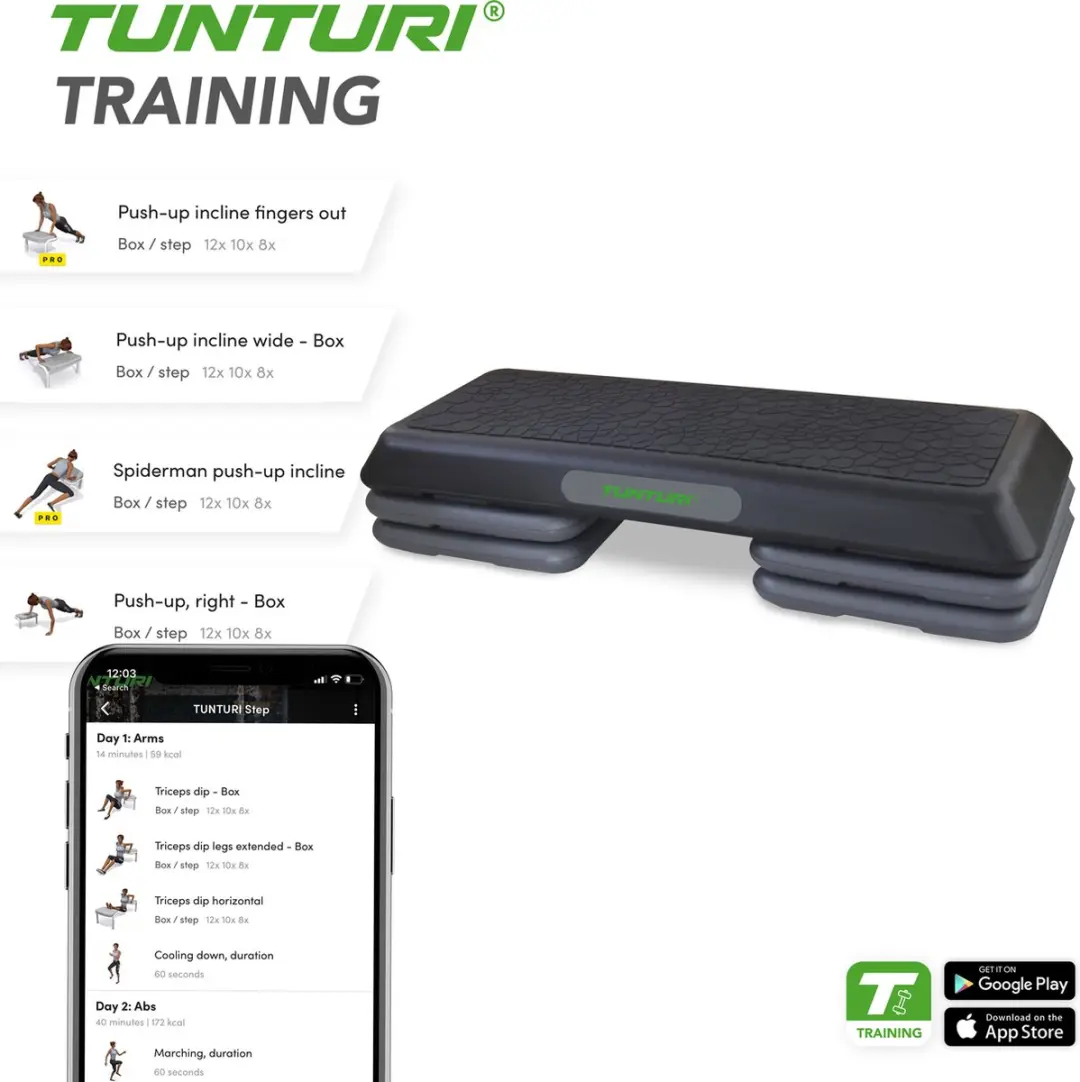 Tunturi Aerobic Step 14TUSCL390 - Verstelbaar - Zwart/Groen/Grijs
