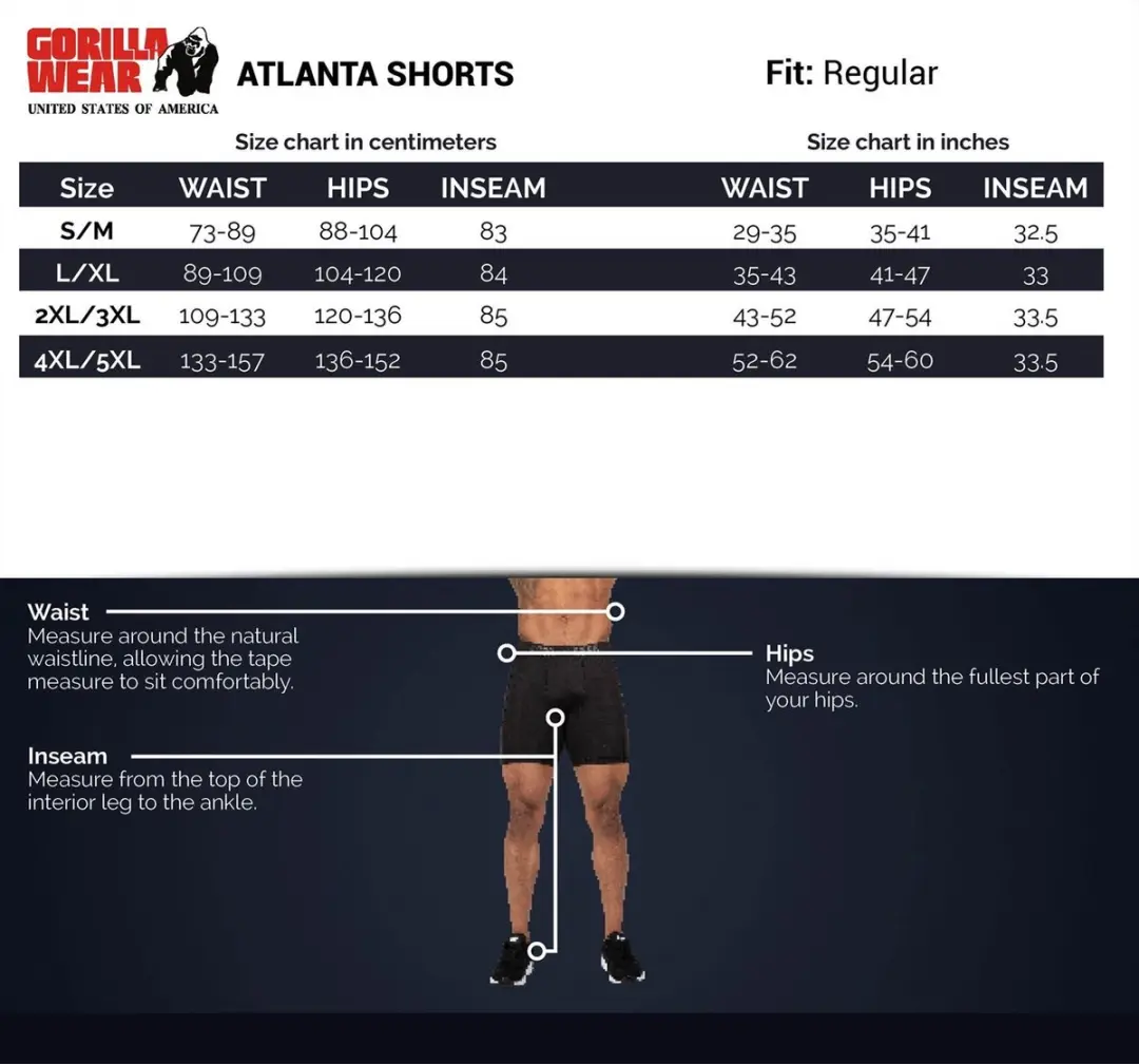 Gorilla Wear Atlanta Shorts 4XL/5XL - Zwart/Groen