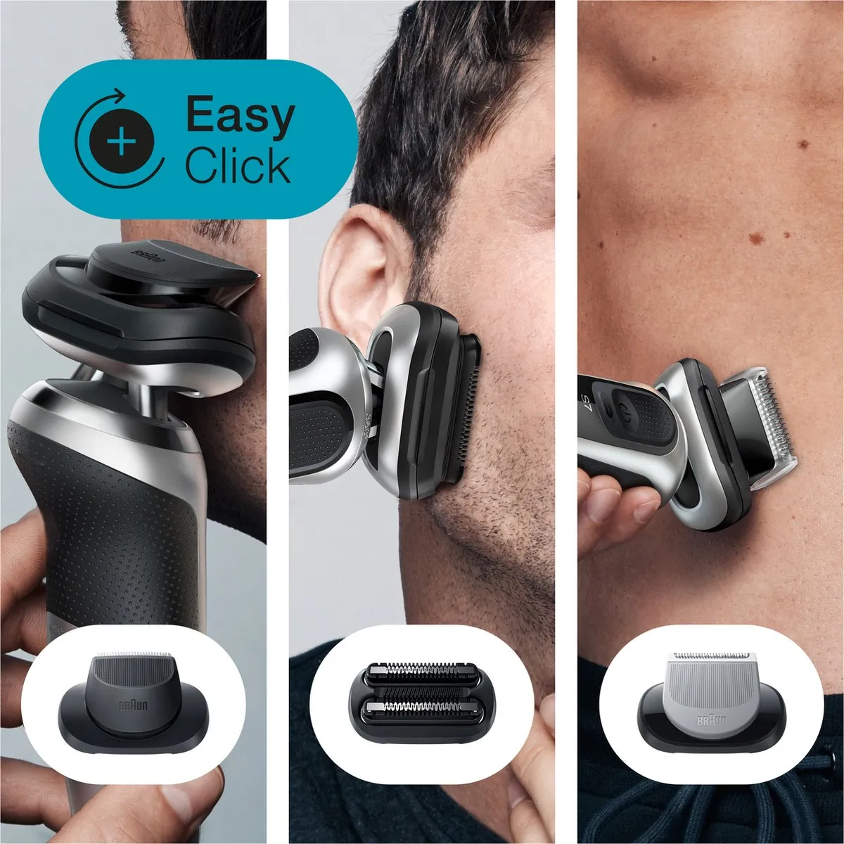 Braun Series 7 71-S4862cs Elektrisch Scheerapparaat - 3 Opzetstukken - Zilver