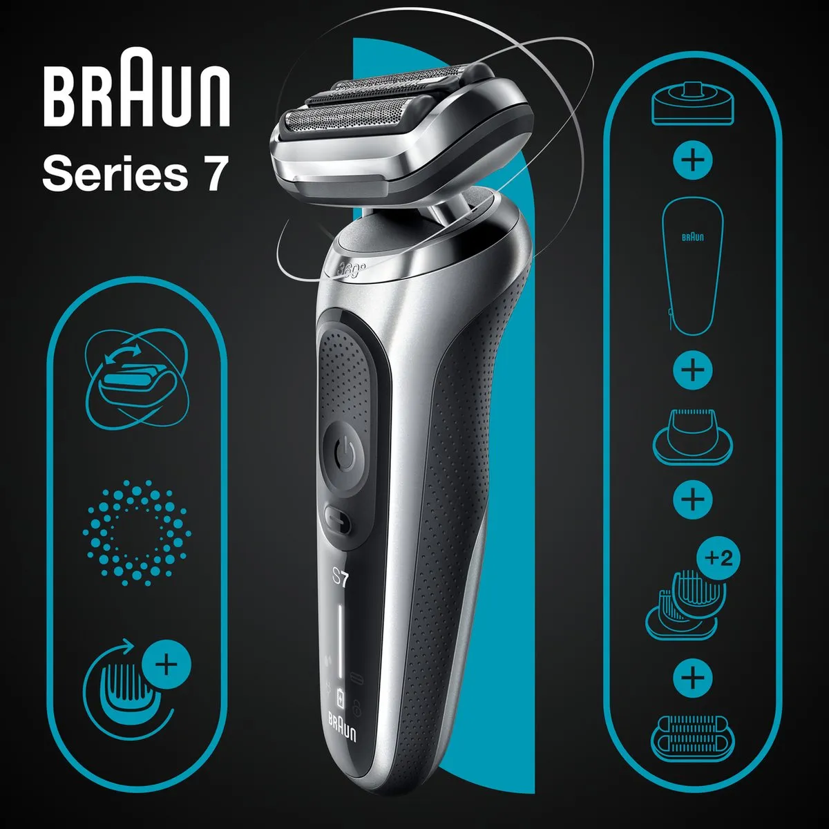 Braun Series 7 71-S4862cs Elektrisch Scheerapparaat - 3 Opzetstukken - Zilver - afbeelding 6 van 6