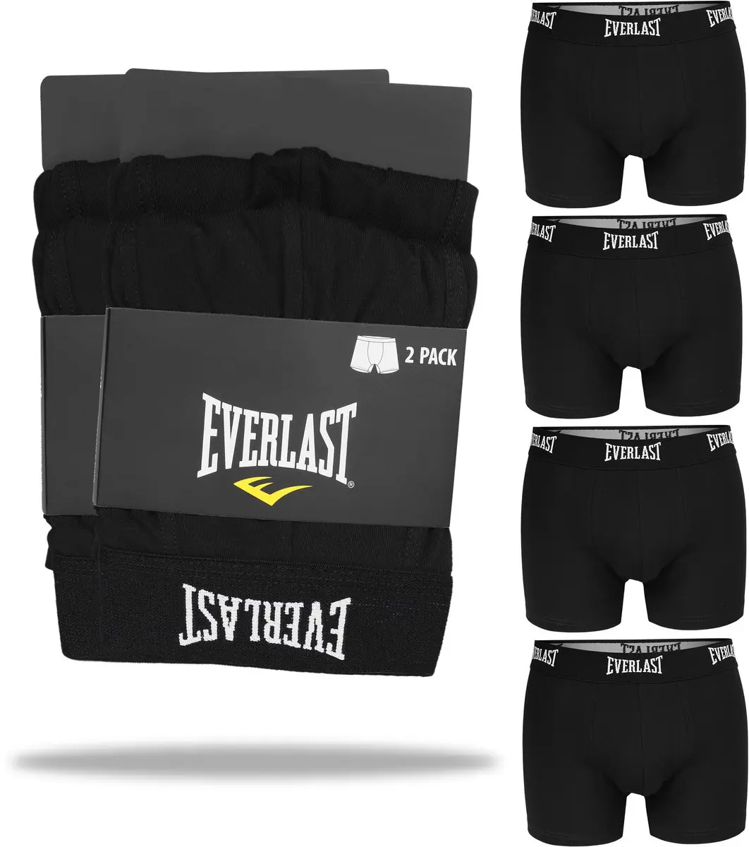 Everlast Heren Boxershorts Katoen - Zwart - Maat L - 4 Stuks