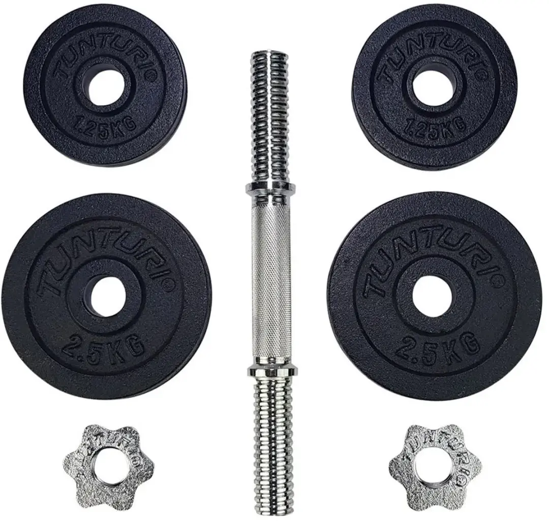 Tunturi Dumbellset 10kg - 1 Halterstang 30mm - Zwart