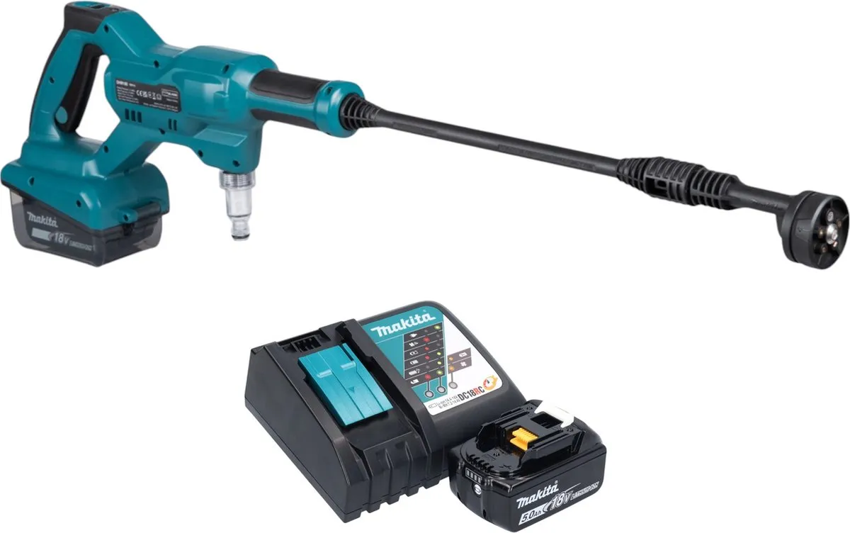 Makita DHW 180 RT1 Accudrukreiniger 18V - 24 bar - 250W - 1x 5.0Ah - afbeelding 4 van 6