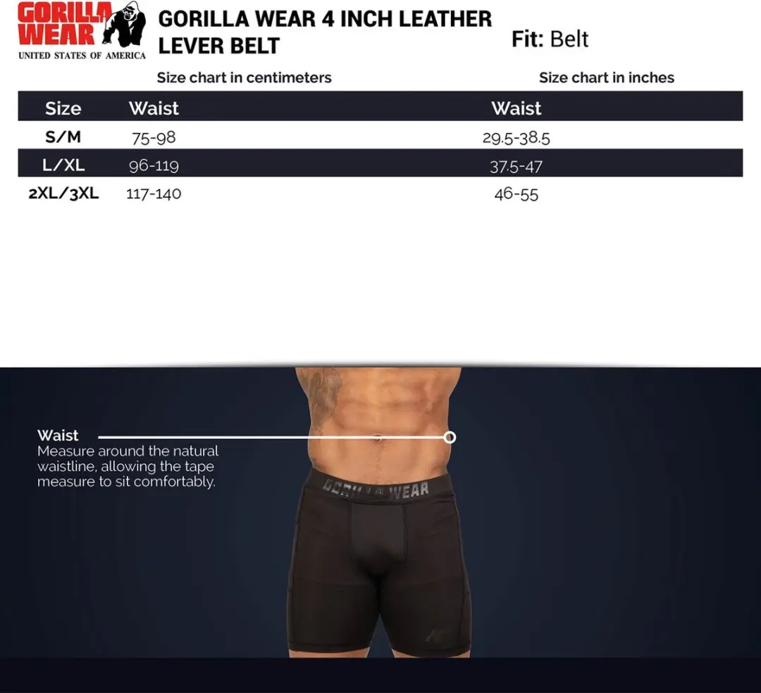 Gorilla Wear Leren Lever Lifting Belt 4 Inch - Zwart