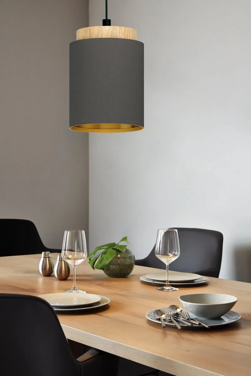 Eglo Albariza Hanglamp E27 Ø16cm - Zwart/Grijs/Goud - afbeelding 6 van 6