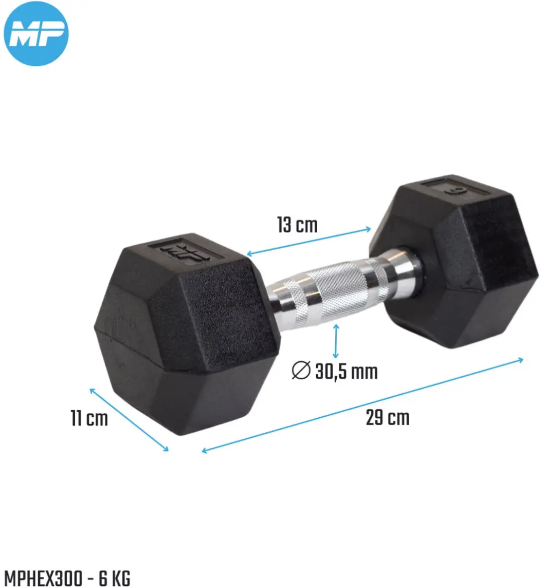 Muscle Power Hexa Dumbbell 6 kg - Zwart