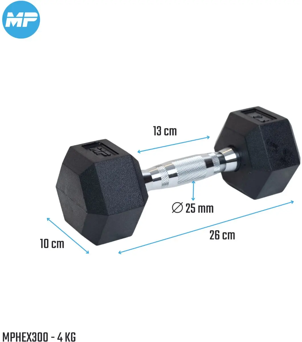Muscle Power Hexa Dumbbell 4 kg - Chroom/Zwart