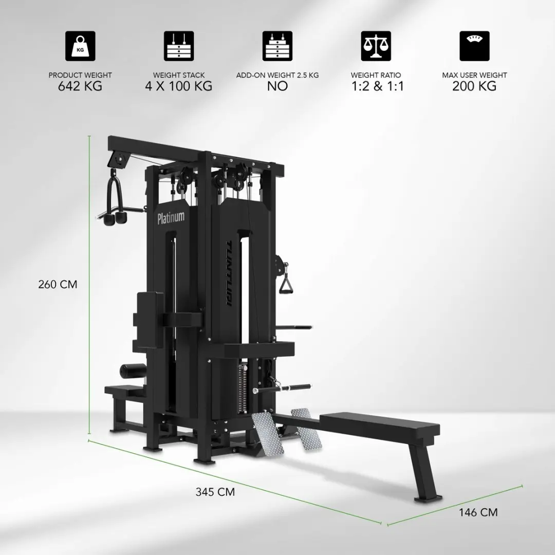 Tunturi Platinum Multi Station Krachtstation - 4 Oefeningen - Zwart
