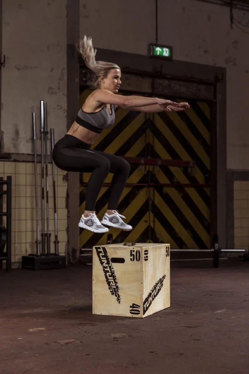Tunturi Plyo Box 40/50/60cm - Houten Fitness Kist - Zwart/Bruin
