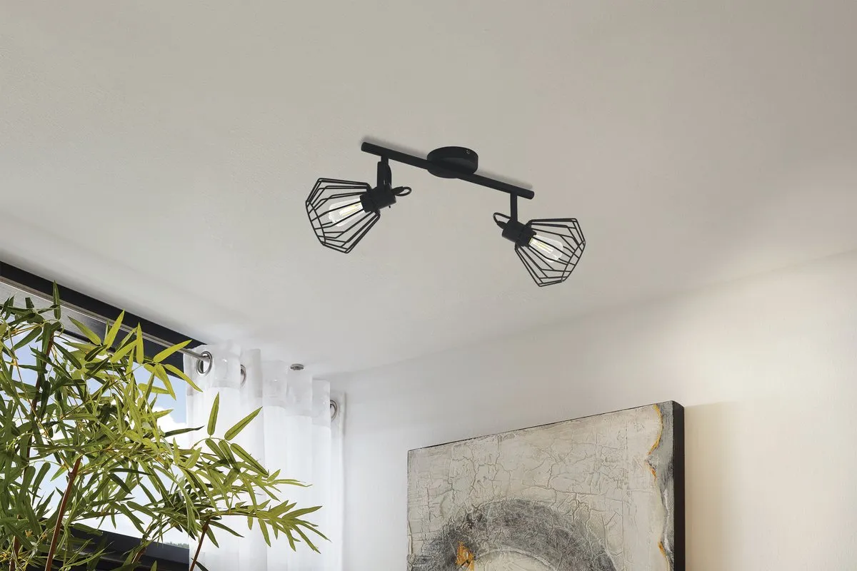 Eglo Tabillano Spot E27 - 2x Warm wit - 44cm Zwart - afbeelding 6 van 6