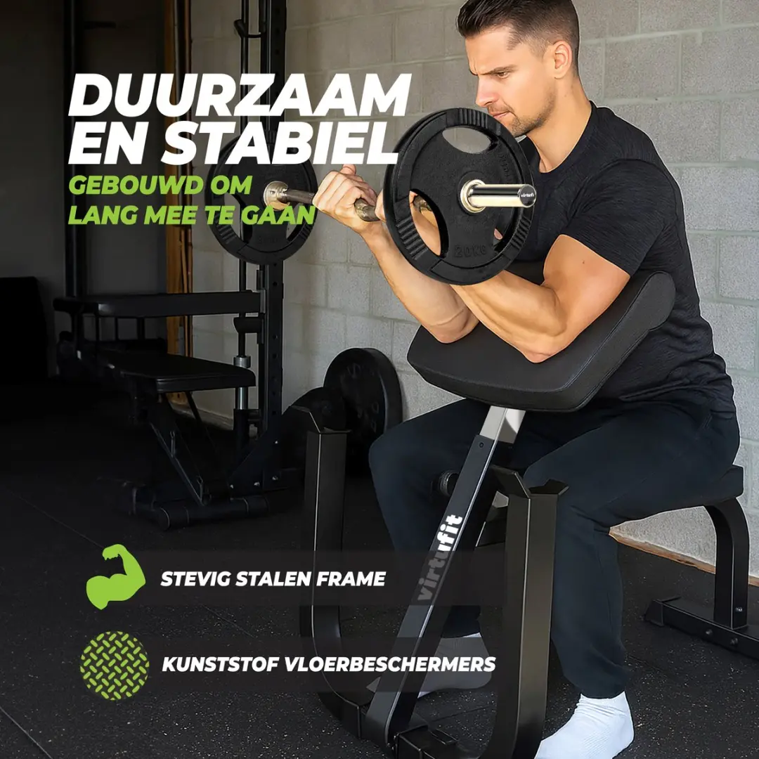 Virtufit Preacher Curl Station Halterbank - 150 kg - Zwart