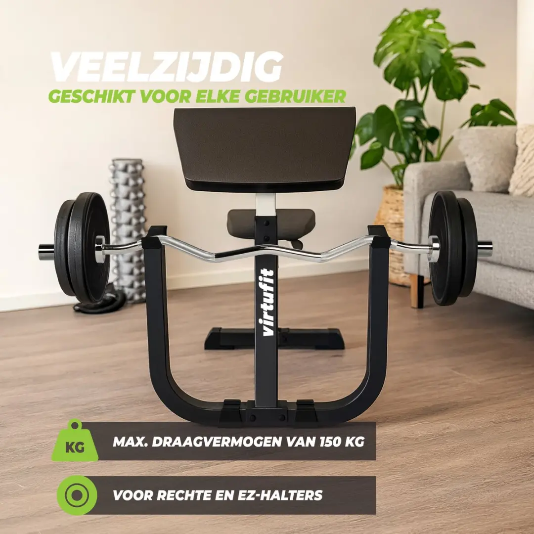 Virtufit Preacher Curl Station Halterbank - 150 kg - Zwart