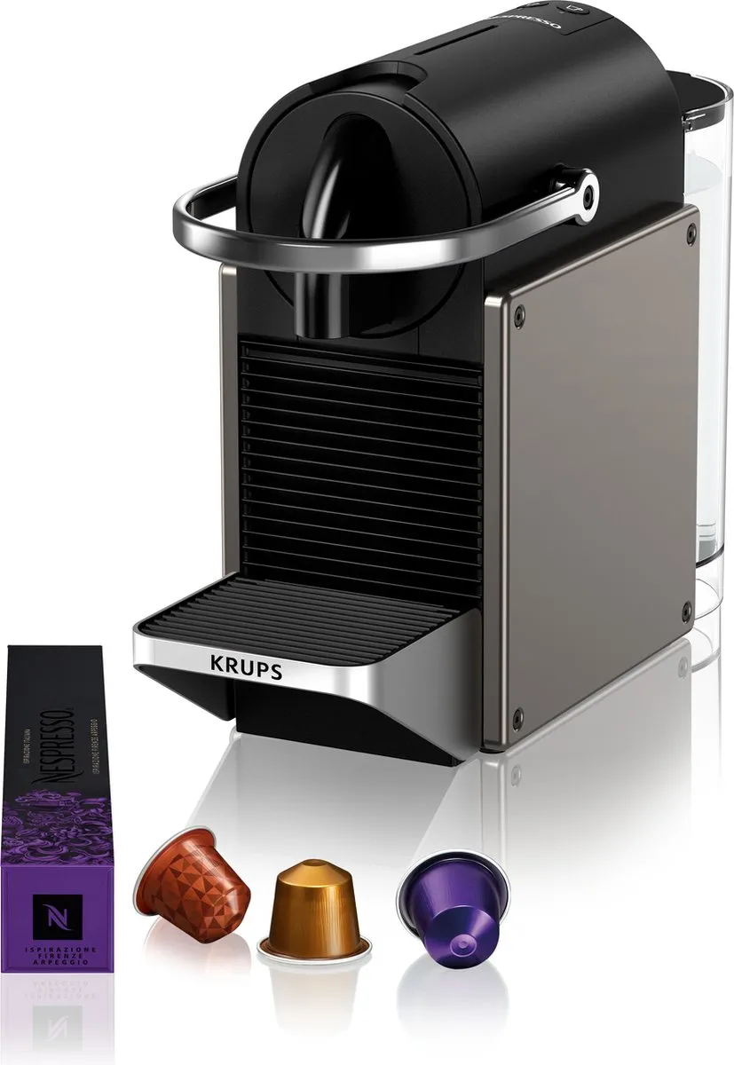Krups Nespresso Pixie XN306T - Koffiecupmachine - Titan - Compact - Energiezuinig - Voor Nespresso Cups
