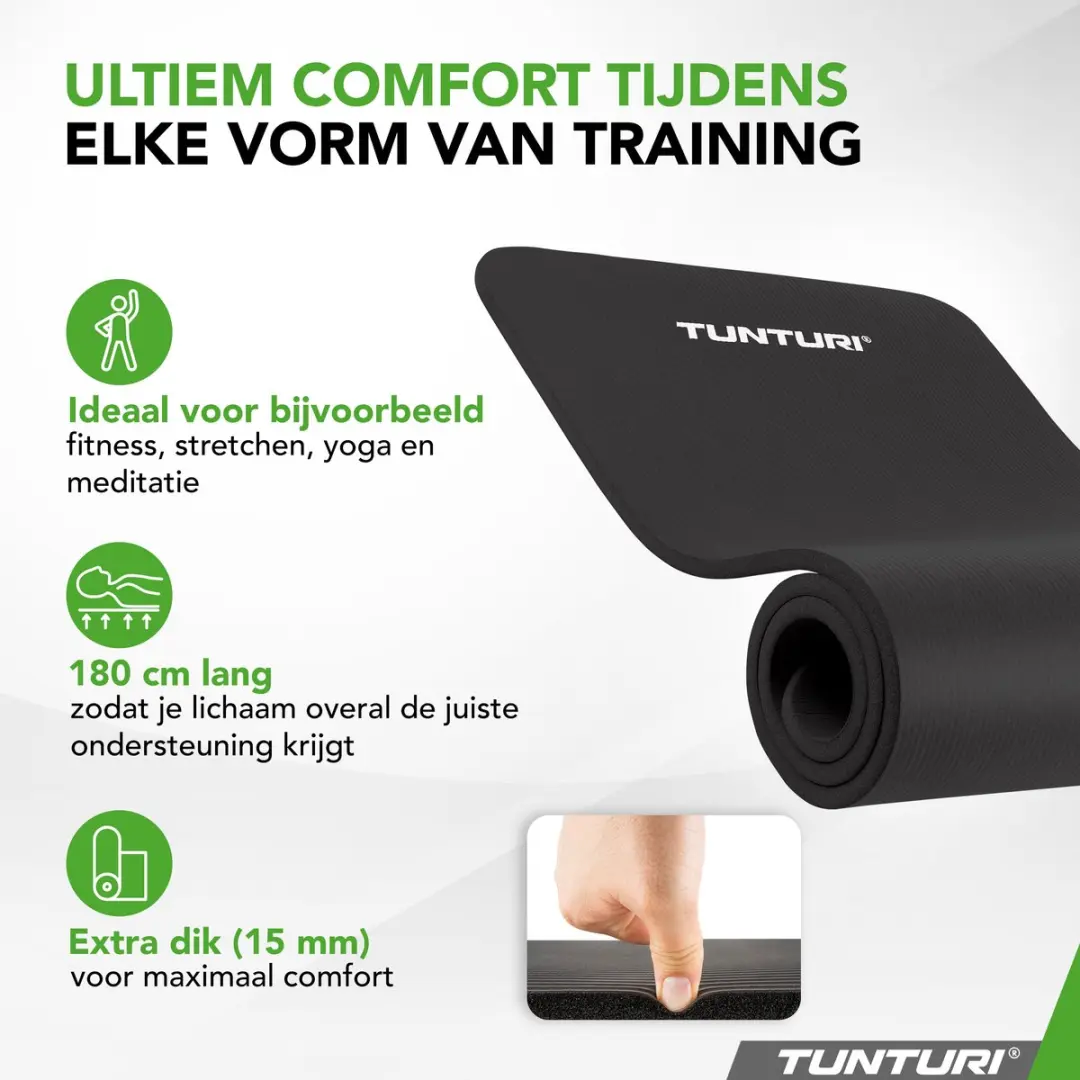 Tunturi NBR Yogamat 180x60x1,5cm - Zwart