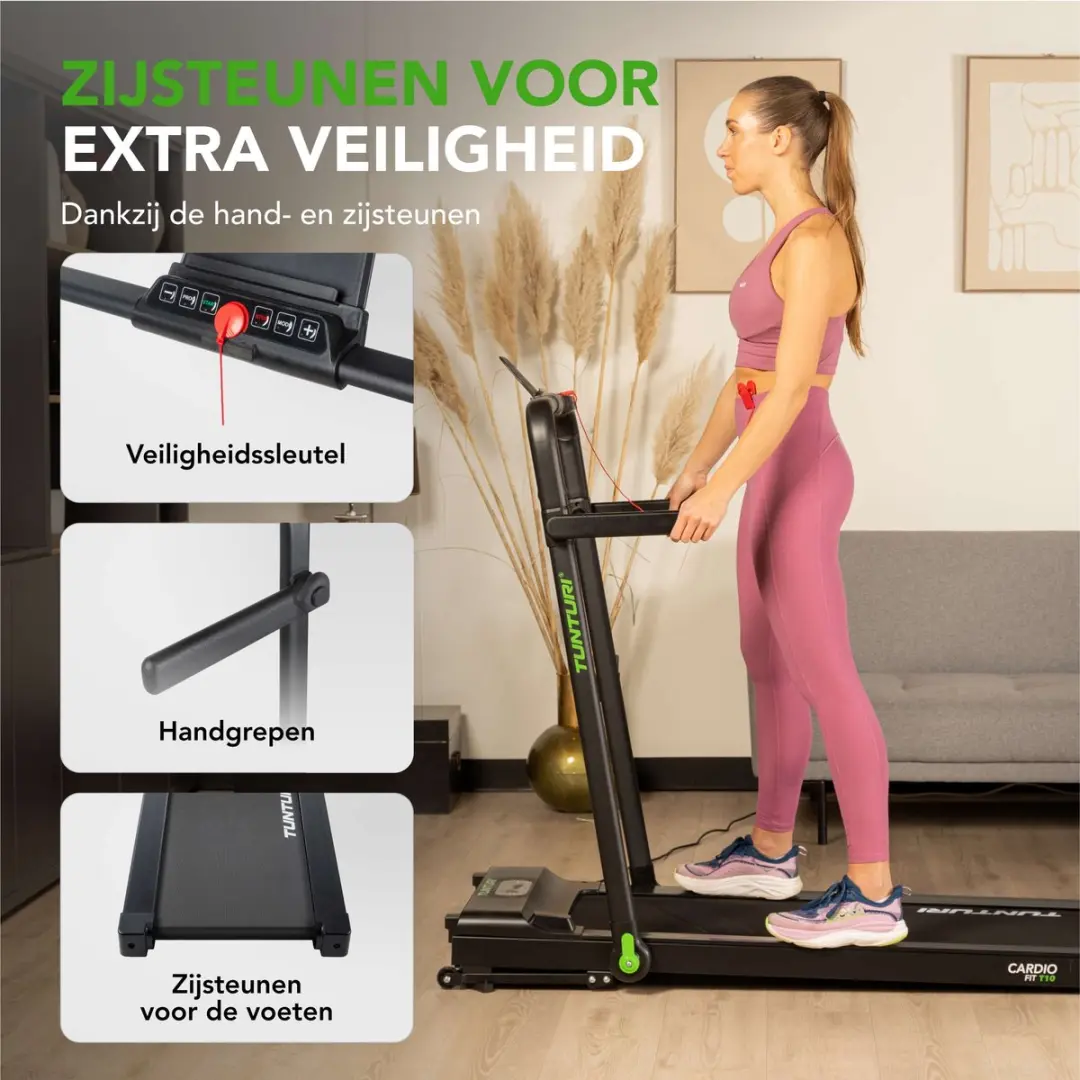 Tunturi Cardio Fit T10 Loopband - 2.25 pk - 12 km/u - Inklapbaar - Zwart