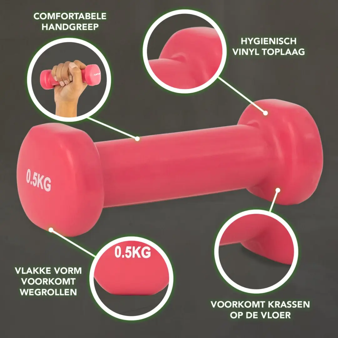Tunturi Dumbbellset 2x 0,5 kg - Roze