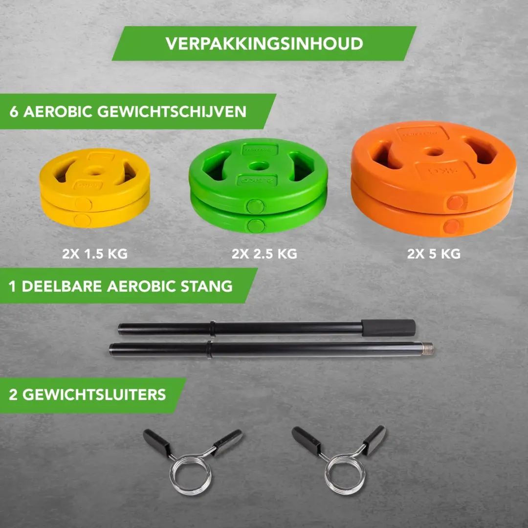 Tunturi Aerobic Pump Gewichtenset 20kg - Halterset met 6 schijven