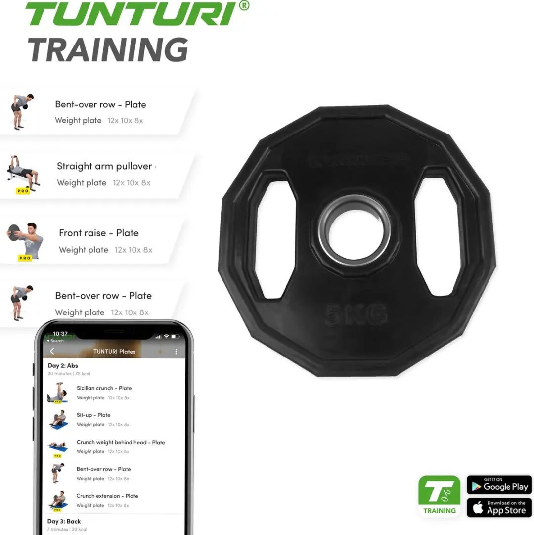 Tunturi Halterschijf 5 kg - 50mm - Zwart